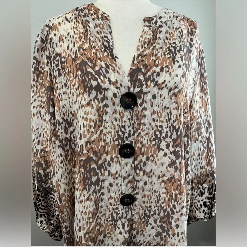 🚨NWOT Studio Woman JPR Tunic Blouse  Women 3X Animal Print 3/4 Sleeve - Picture 4 of 7
